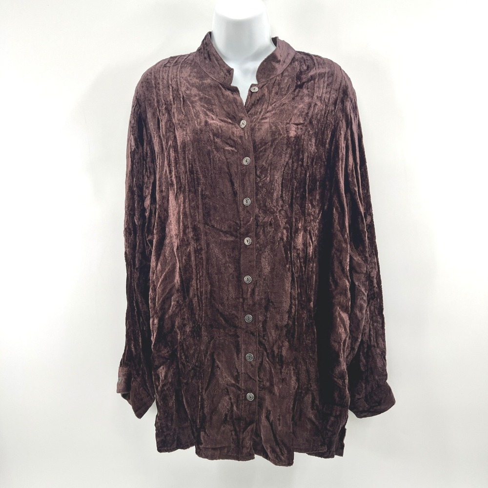 White Stag Velvet Top Women L Chocolate Brown Dark Boho Whimsigoth Tunic